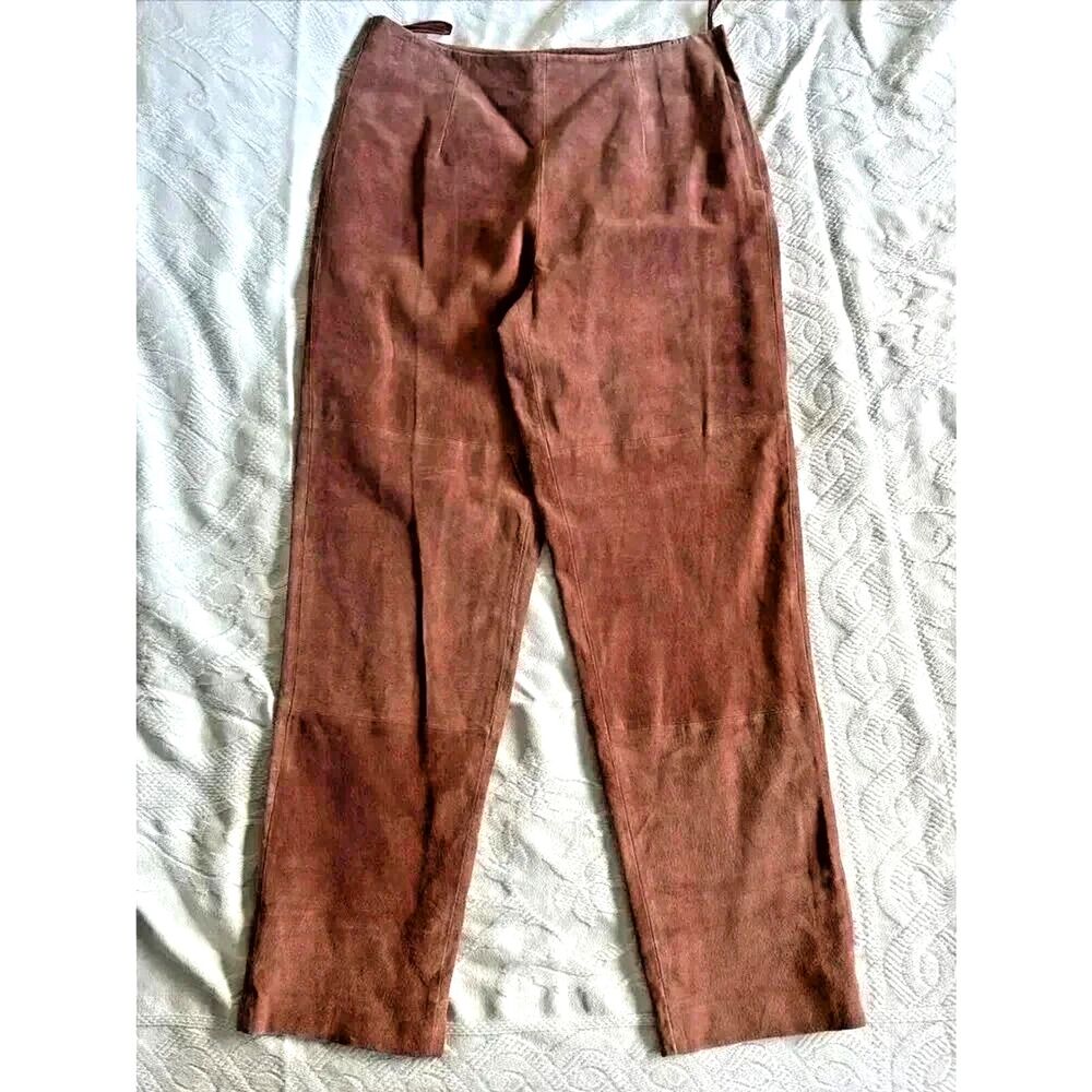 NWT PINK SUEDE Leather Pants Terry Lewis Classic Luxuries Straight Size 6 Petite
